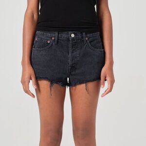 AGOLDE Distressed Black Cut Off Organic Cotton Denim Jean Shorts 32 Button Fly